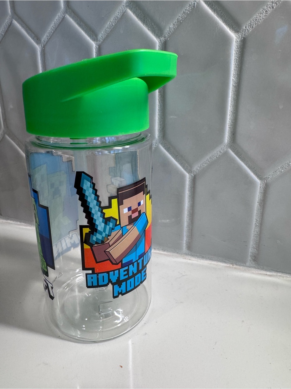 Minecraft Kids Water Bottle with Green Lid